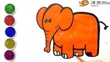 涂鸦 绘画涂鸦橘色的大象