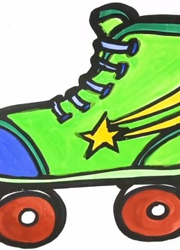 儿童趣味简笔画:超简单几笔就能画溜冰鞋,图上颜色太像了