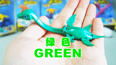 玩恐龙学英语 绿色的蛇颈龙和棕色的腕龙