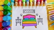 儿童简笔画教程,画卧室家具床和床头柜,3-12岁小朋友学习画画