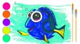 海底总动员蓝色小鱼简笔画