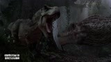 侏罗纪公园3：霸王龙杀棘龙，谁想竟被一口咬断脖子