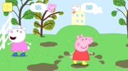 小豬佩奇和兔子理查德玩踩泥坑遊戲