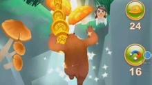 熊大踩着蘑菇在金币中飞翔 快跑游戏