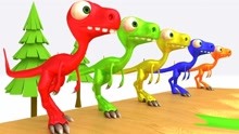 小恐龙玩彩色水滑梯变色