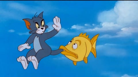 猫和老鼠:汤姆被食人鱼咬住尾巴,疼得像窜天猴一样飞上天!
