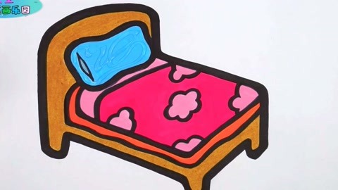 床简笔画彩色图片