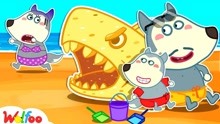沃尔夫动画：沃尔夫和妹妹露西在沙滩玩耍，堆了一个鲨鱼城堡！