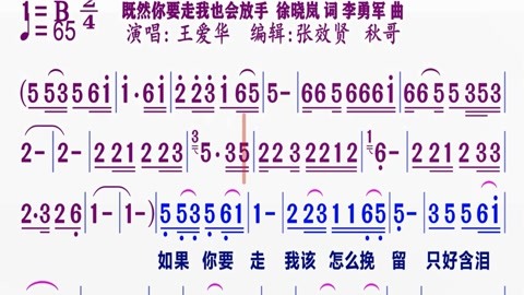 歌曲的动态简谱视频合集 王爱华演唱《既然你要走我也会放手》的动态