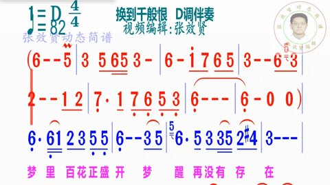 《換到千般恨 》簡譜d調伴奏